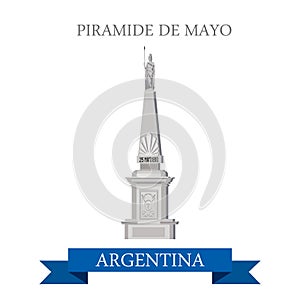 Piramide de Mayo Buenos Aires Argentina vector flat attraction