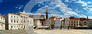 Piran city square panorama in Slovenia Europe in HDR