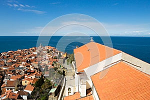 Piran medieval town aerial view, Slovenia