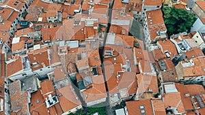 Piran Old Town Aerial View, Red Roofs Old Buildings, Slovenia