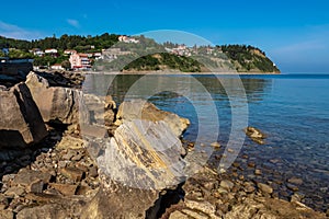 Piran - Panoramic view of idyllic coastline of Gulf of Piran, Adriatic Mediterranean Sea