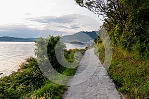 Piran - Scenic walking path between Fiesa and charming coastal town of Piran in Slovenian Istria