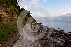 Piran - Scenic walking path between Fiesa and charming coastal town of Piran in Slovenian Istria