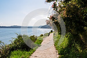 Piran - Scenic walking path between Fiesa and charming coastal town of Piran in Slovenian Istria