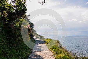 Piran - Scenic walking path between Fiesa and charming coastal town of Piran in Slovenian Istria