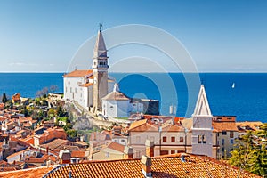 Piran town on Adriatic sea.