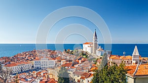 Piran town on Adriatic sea.