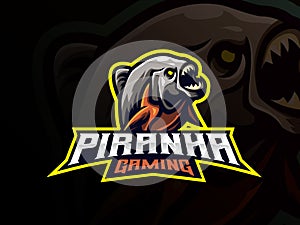 Piranha mascot sport logo design