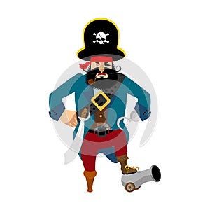 Pirate angry. filibuster evil. buccaneer aggressive. Vector illustration