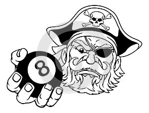 Pirate Angry Pool 8 Ball Billiards Mascot Cartoon