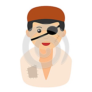 Pirate Avatar Flat Icon Isolated on White