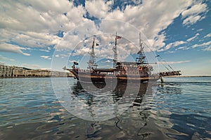 Pirate Boat Sailing on the waters of Thessaloniki