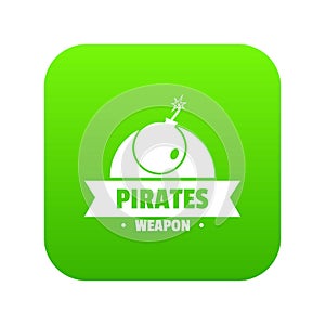 Pirate bomb icon green vector