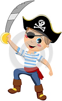 Pirate Boy Holding Sword Isolated photo