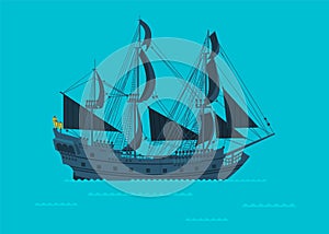 Pirate buccaneer filibuster corsair sea ship design