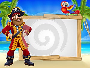 Pirate Captain Beach Sign Cartoon