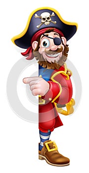 Pirate Captain Cartoon Peeking Background Sign