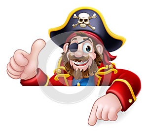 Pirate Captain Cartoon Peeking Sign Background