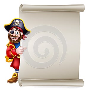 Pirate Captain Cartoon Scroll Sign Background