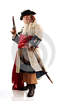 Pirate captain in defiant pose