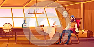 Pirate captain, interior of ship cabin