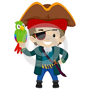 Pirate Captain Kid with Parrot