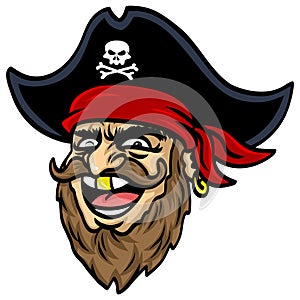 Pirate Captain Sailor Happy Face Smiling Character Design Mascot Vector Illustration