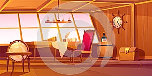Pirate captain ship cabin interior