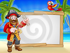 Pirate Cartoon Beach Sign Background