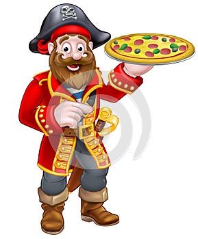 Pirate Cartoon Captain Pizza Chef Mascot