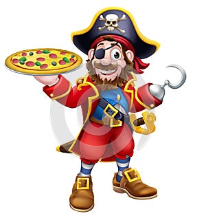 Pirate Cartoon Captain Pizza Chef Mascot photo