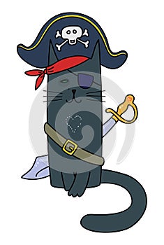 Pirate Cat in a tricorn with a eyepatch