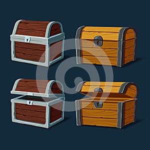 Pirate chest or isolated trunk, crate