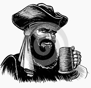 Pirate drinking a mug of beer
