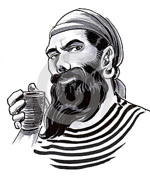 Pirate drinking rum