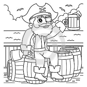 Pirate Drinking Rum Coloring Page for Kids