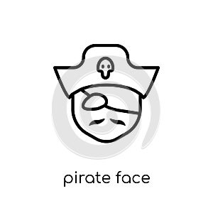 Pirate face icon. Trendy modern flat linear vector Pirate face i
