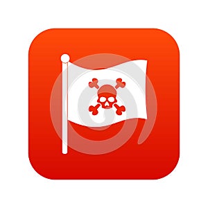 Pirate flag icon digital red