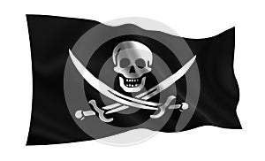 Pirate flag. Isolated illustration of a piratical flag on a white background. Jolly roger