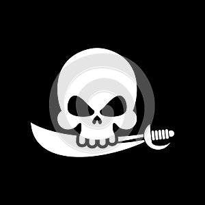 Pirate flag skull. Black Banner filibuster. Head skeleton pirate