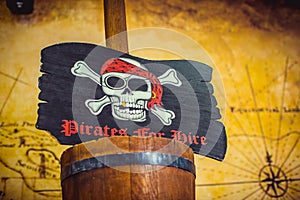 Pirate flag with skull and bones