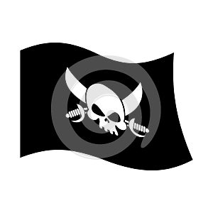 Pirate flag skull and crossbones. piratical black banner isolate
