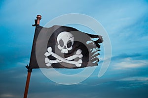 Pirate flag waving with the wind