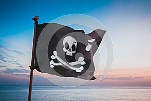 Pirate flag waving with the wind