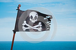 Pirate flag waving with the wind