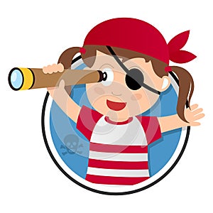 Pirate Girl with Spyglass Logo photo