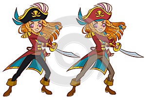 Pirate girl swaying the sword