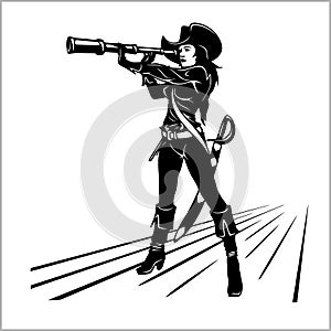 Pirate girl with a telescope