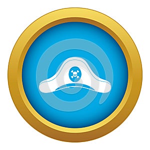 Pirate hat icon blue vector isolated