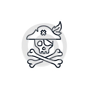 pirate hat icon vector from pirate concept. Thin line illustration of pirate hat editable stroke. pirate hat linear sign for use